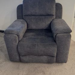 Blue Leather Electric Sofa