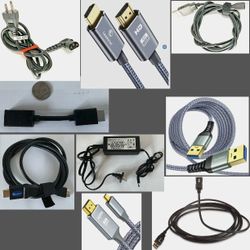 HDMI, USB, Micro HDMI, Power Cable & More Quality Electronics Cable Bundle