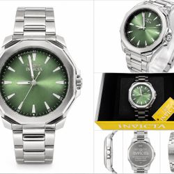 Invicta 50987 Men’s Watch Green Sunburst Dial Stainless Steel Bracelet Modern Dress W/ Box
