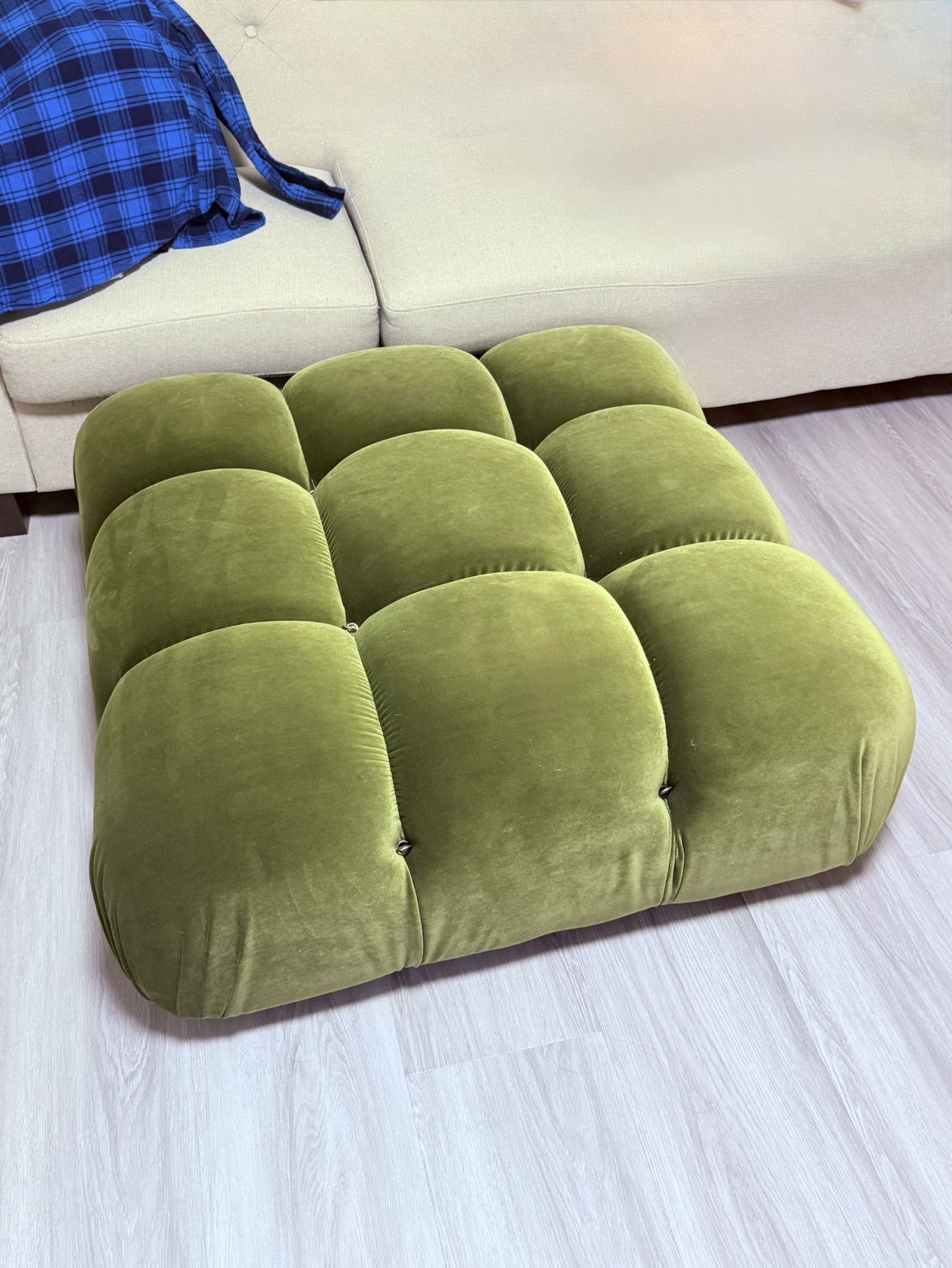 Marcel 36" Bubble Modular Modern Cocktail Ottoman, Olive Green