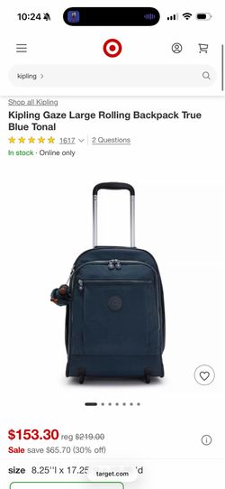 Kipling Back2School Rolling Bookbag Navy