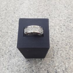Mens 10kt White Gold Wedding Band With Diamonds 