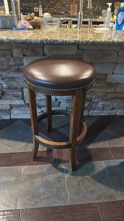 Bar height leather stools (set of 3)
