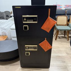 Safe, 47.24''H Extra Large Double Door Safes Box, 14.1 Cubic Feet Heavy Duty Safe with 2 Adjustable Shelf & Seperate Lock Box, Home Floor Safes with L