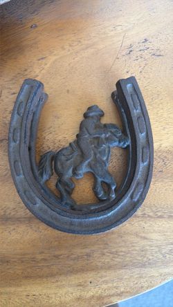Cast Iron Horseshoe Cowboy Wall Decor
