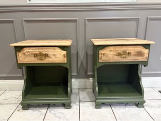 Refinished Solid Wood Vintage Nightstands – Ballman Cummings Pair