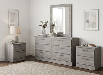 Dresser Whit Mirror And 2 Nightstands  - Cómoda Con Espejo Y 2 Mesitas de noche