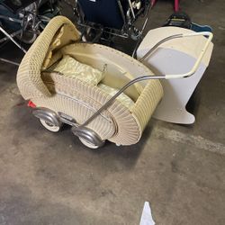 Classic antique all original all parts, there, baby strollers, bicycle, punching bag, weights, and weight bench for sale