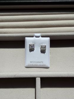 Princess Cut Moissanite Halo Stud Earrings - .925 Sterling Silver