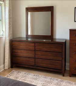 6-Drawer Wood Dresser Dark Brown