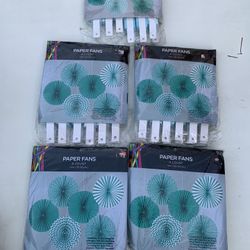Paper Fans 6 Count 14in (35.56cm All Five Pieces $10