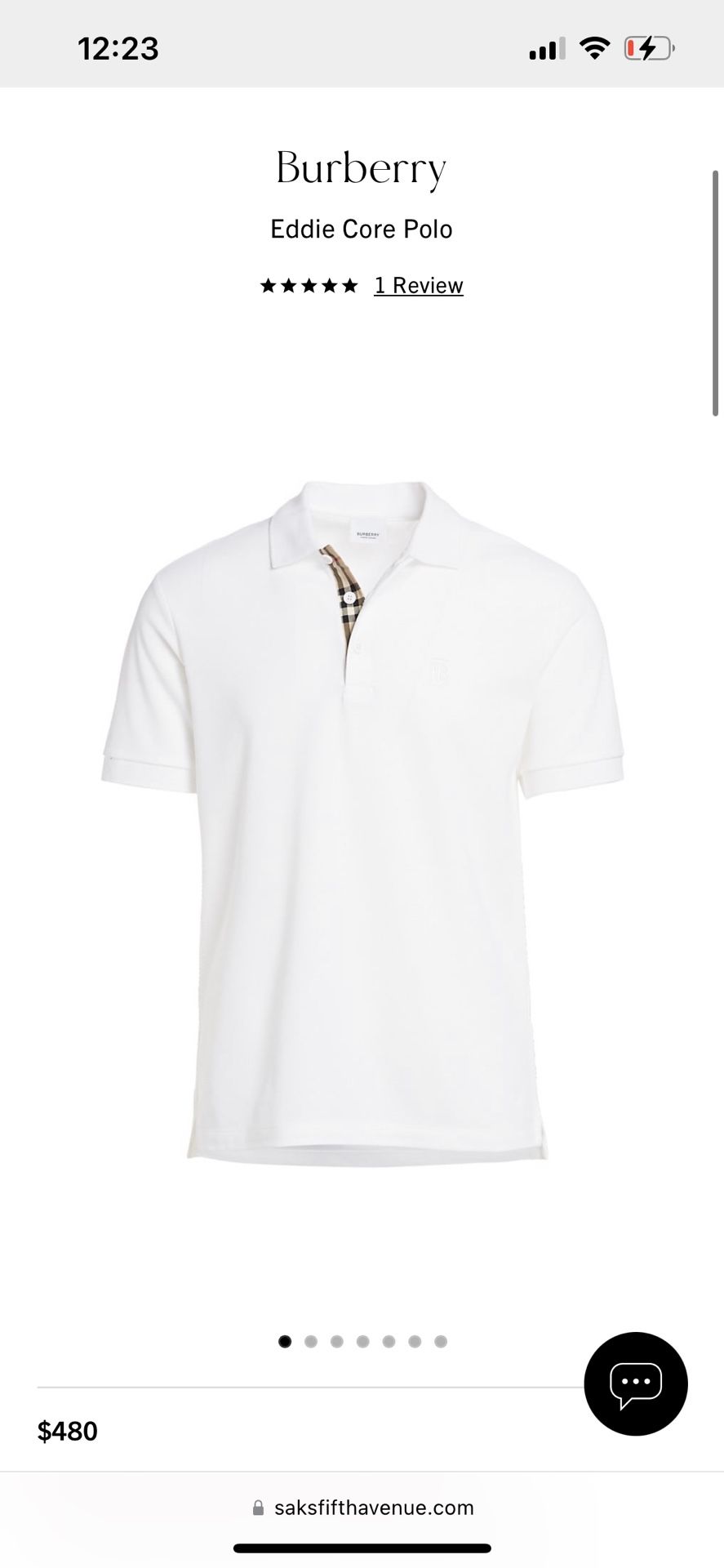 Burberry Eddie Pique Polo Shirt White