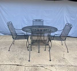 Vintage Woodard dogwood patio dining set for chairs table