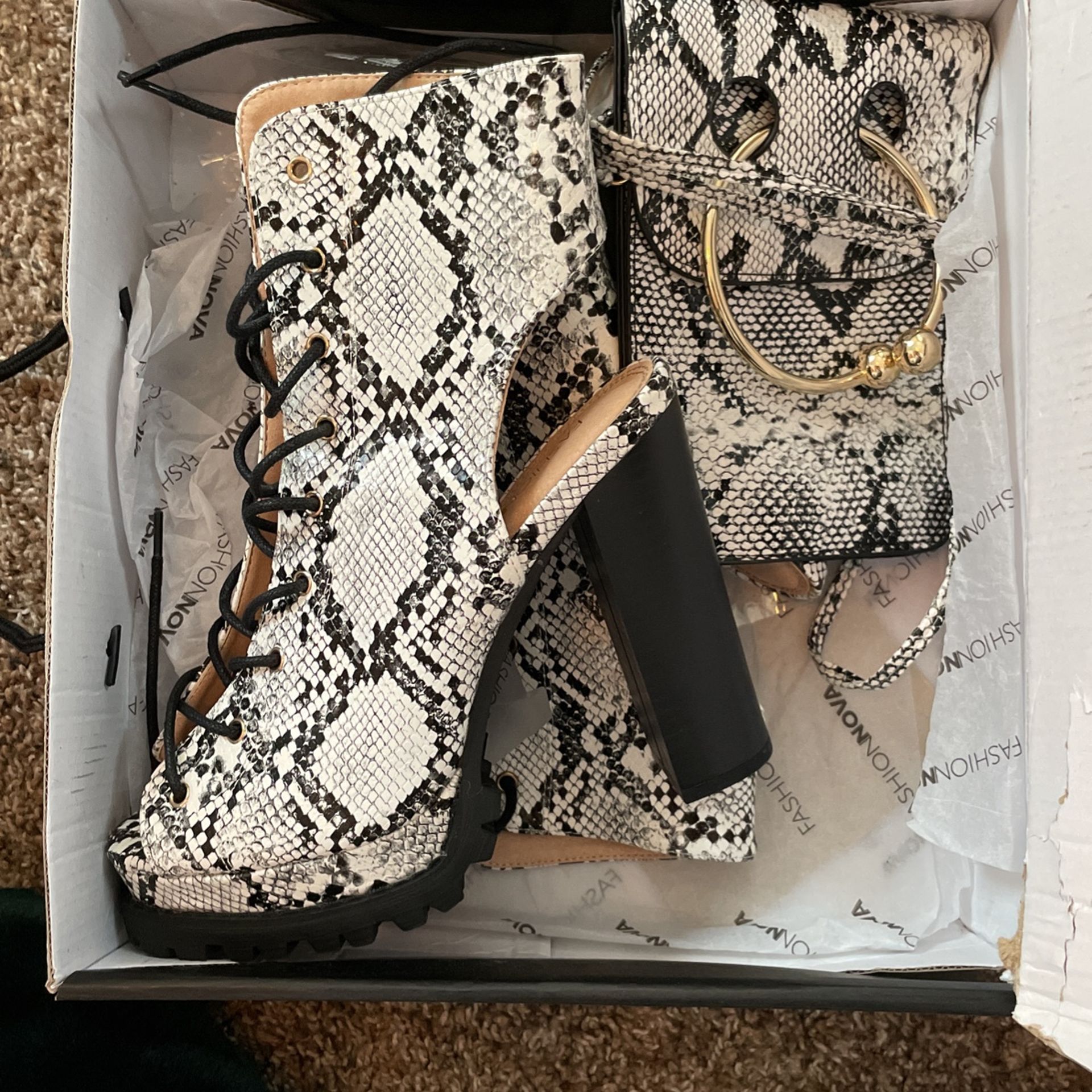 Snake Skin Boots With Matching Crossbody