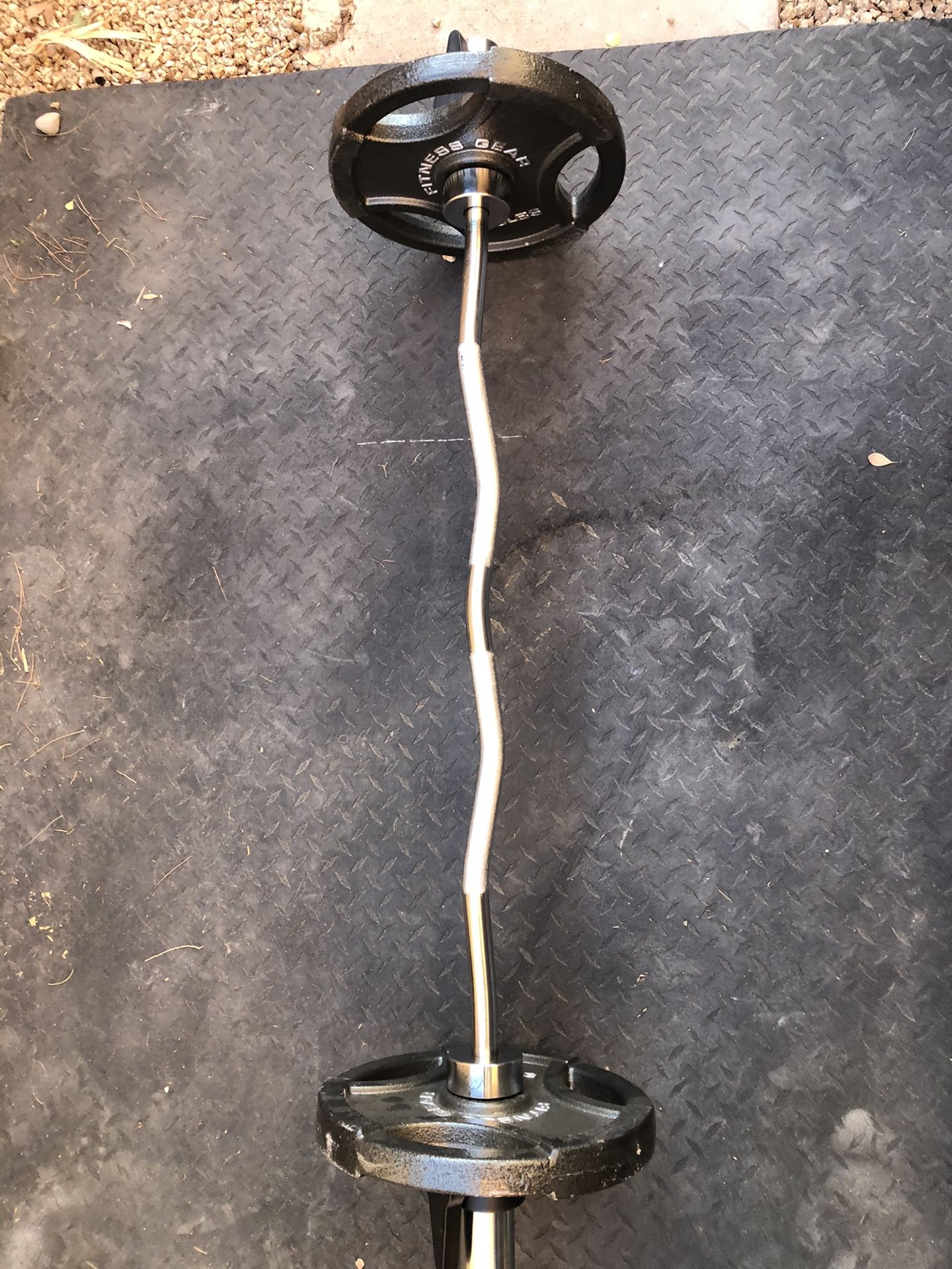 Brand new Olympic curl bar with TWO 25 Pound weight plates...$145 OBO