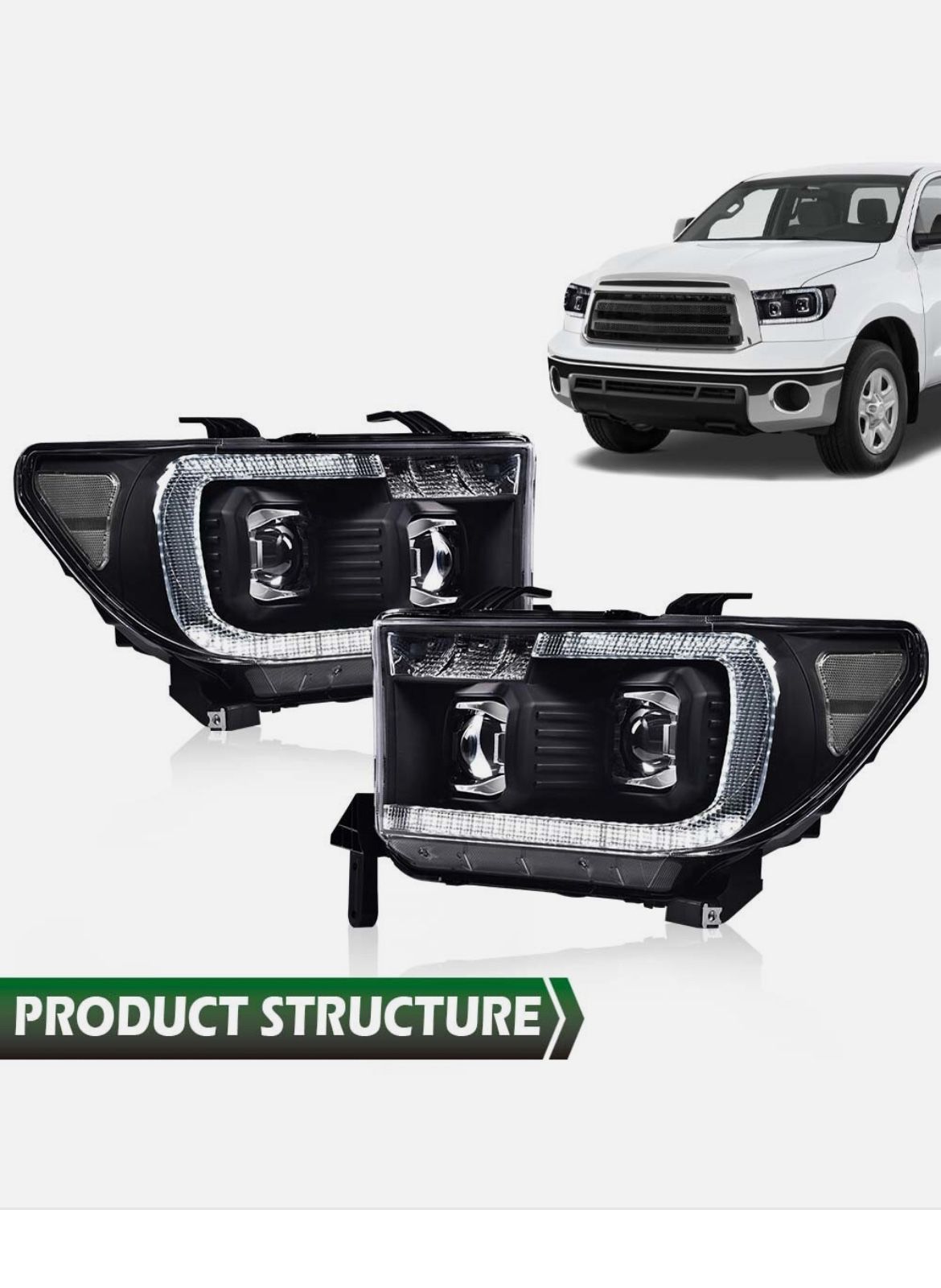 Pair Of Black Housing Headlights Projector Beam 