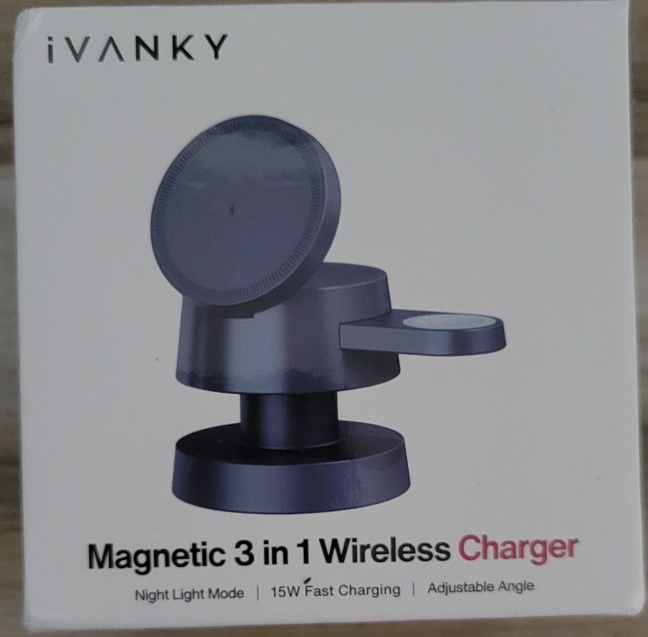 Brand New iPhone devices 3 in 1 Wireless Charging Station Cube with Night-Lamp for MagSafe charging