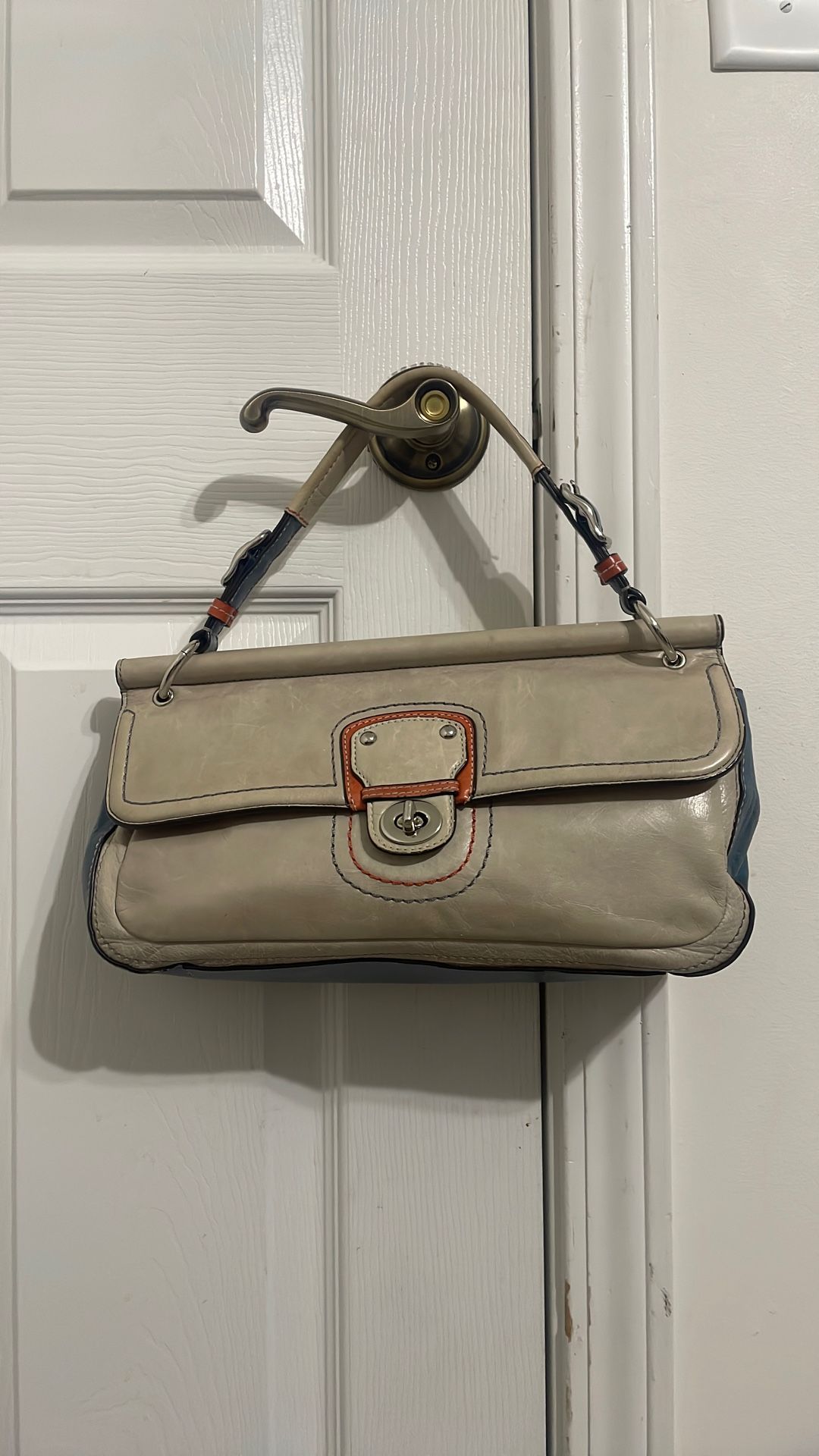 Coach 65th anniversary legacy turn lock Willis bag blue and beige
