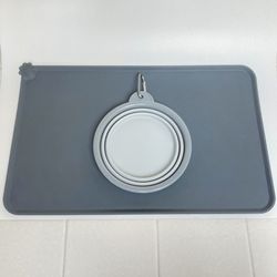 Reopet Silicone Pet/Dog Feeding Mat and Mod Collapsible Travel Bowl 