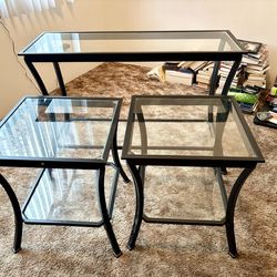 3 glass tables