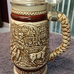 1980 AVON Handcrafted Ceramarte from Brazil Cowboy Western Beer Stein
