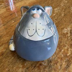 Vintage Ceramic Cat Candle Holder/Trinket Dish