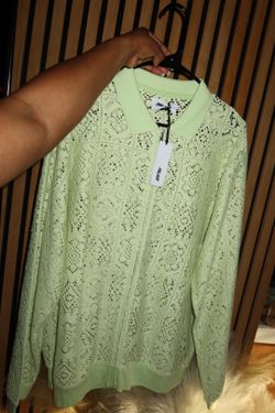 Limited PALACE: Crochet Zip Long-Sleeve Polo - Green