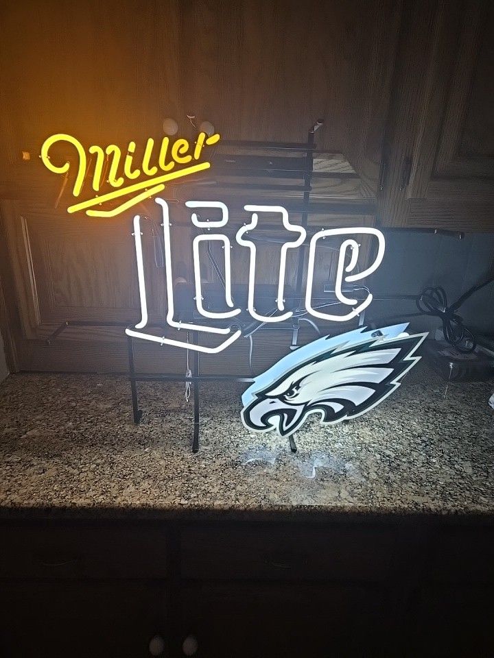 Brand New Miller Lite Philadelphia Eagles Neon Sign