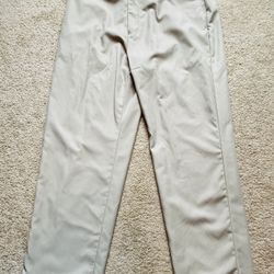 Alan Flusser Golf 38 x 32 Khaki Colored (Tan/Beige) Men’s Pleated Dress Pants; 100% Polyester