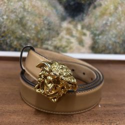 Tan Versace Medusa Belt