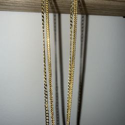 18k gold filled 18inch Rounded Franco/22 inch Miami Cuban bundle. STAMPED