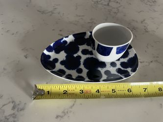 Set Of 6 Extremely Rare Crate And Barrel Espresso Cups And Saucers