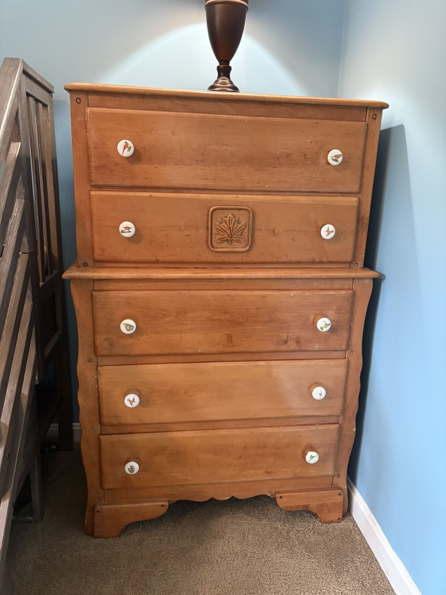 Solid Wood Bureau with Dinosaur Knobs