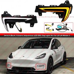 20-24 TESLA MODEL Y FRONT BUMPER LED DRL FOG LIGHTS