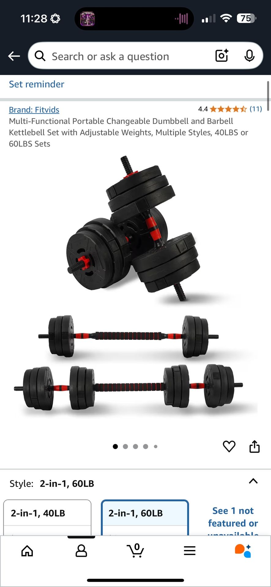 Adjustable Dumbbell Set  60lbs