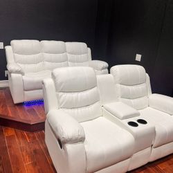 Sofa Set-Recliner ⚪️ Juego-de-Sofas-Reclinable