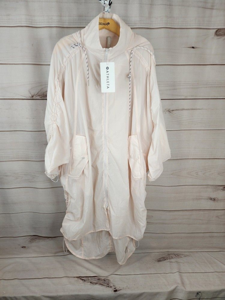 Athleta Womens Waterproof Parachute Canopy Jacket Blush Pink Zip Hooded $168
