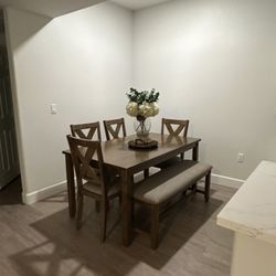 Dining Table With Chairs And Bench 