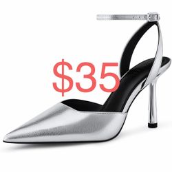 Women Stiletto Heel Pumps: 3.75 Inch Pointed Toe High Heels - Closed Toe Sexy Trendy Strappy Heels Comfy Office Party Wedding Prom Dress Shoes Size 6-