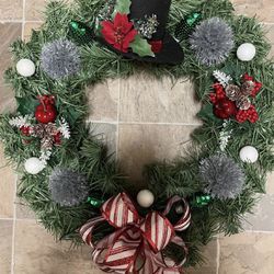Handmade/Homemade Snowman Hat Wreath