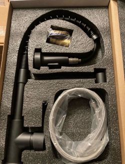 New Matte Black Commercial-Style Spring Pull-Down Kitchen Faucet – Brand New in Box! For sale is a sleek matte black commercial-style pull-down kitche