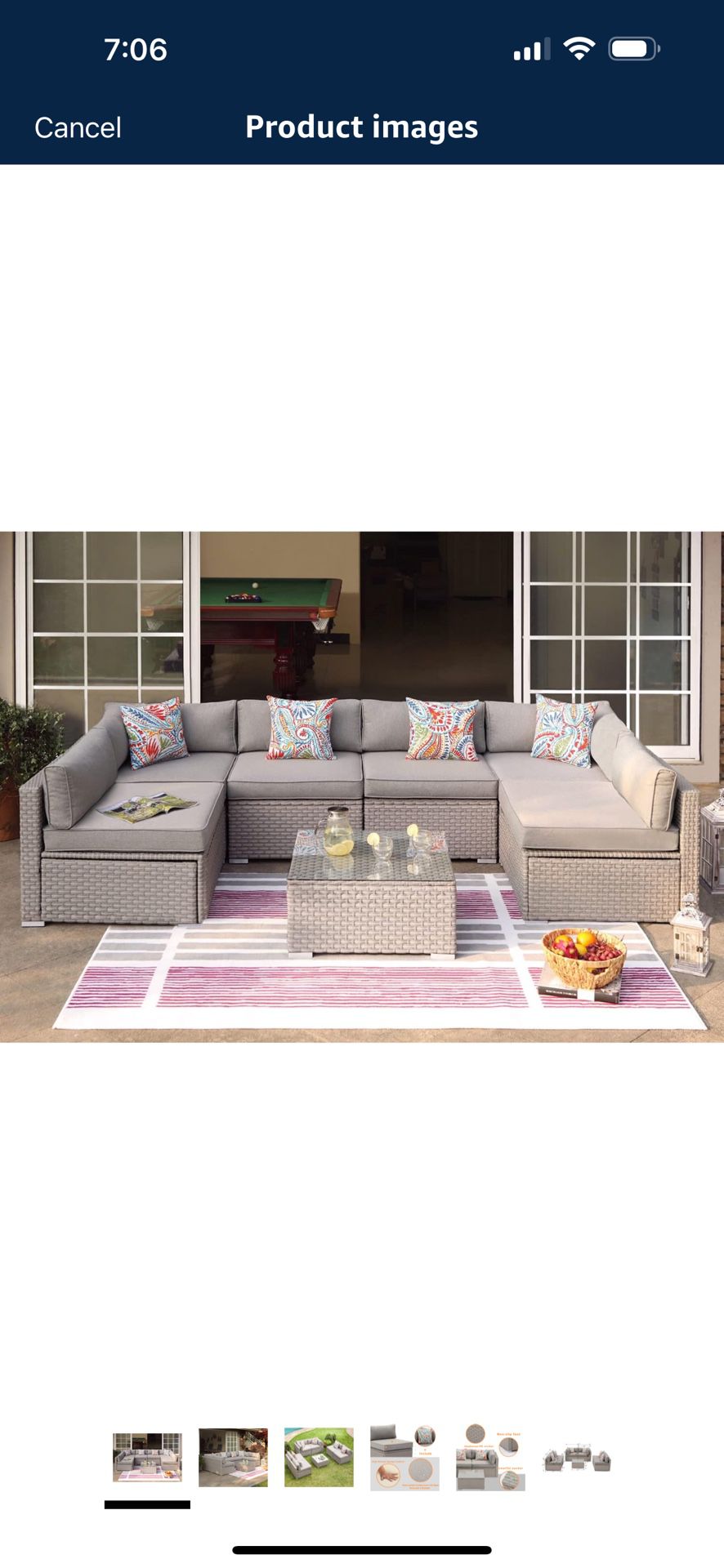 7 piece outdoor patio furniture sofa sectional with table 