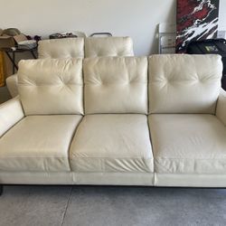 Valentino Cream 100% Italian Leather Sofa