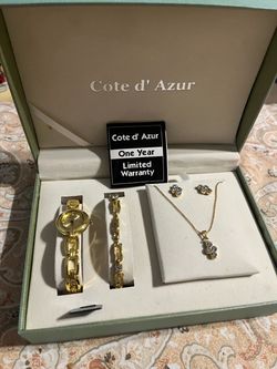 Jewelry-Very Nice, Cote d'Azur Gold-Beautiful Tone Watch & Gift Set. Brand New and Never Used.