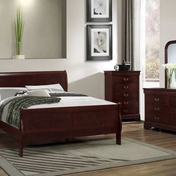 NEW QUEEN BEDROOM FURNITURE SET DRESSER MIRROR NIGHTSTAND WITHOUT MATTRESS AND FREE DELIVERY