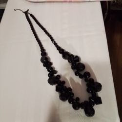 Black Long Beaded Necklace