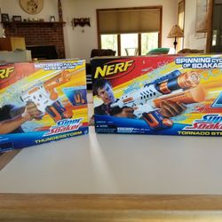 2 NEW NERF SUPER SOAKERS TORNADO STRIKE AND THUNDERSTORM.  PICK UP MIDDLEBORO ONLY FINAL SALE 