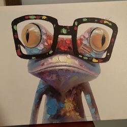 Original Frog Canvas Oil Textured  Painting 