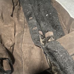 Real Leather Fur Coat Large 