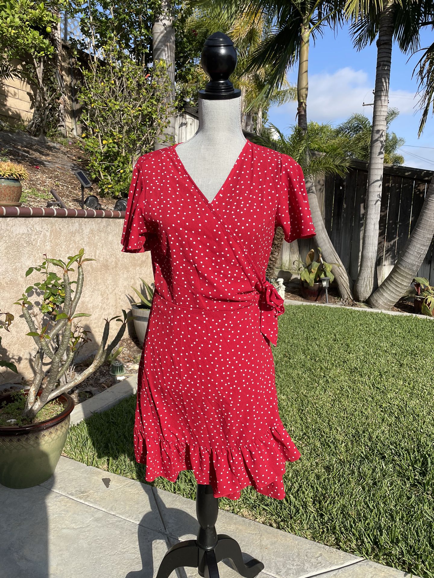 New Relipop Size M Red And White Polka Dot Wrap Dress 